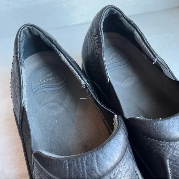 DANSKO Black Loafers Easy on Leather Comfort Shoes non slip clogs sz 42