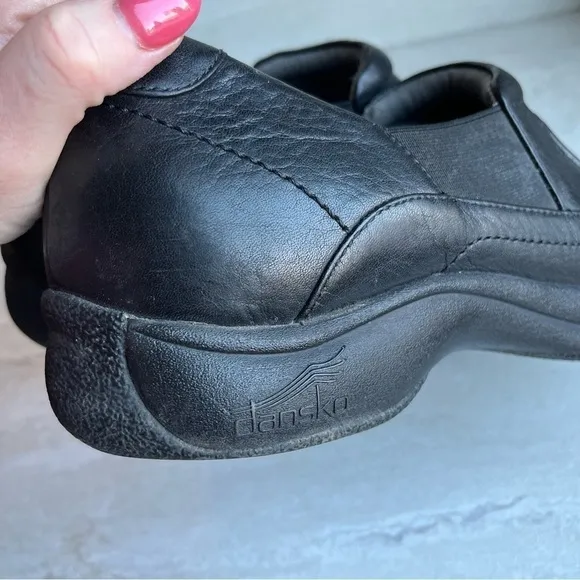 DANSKO Black Loafers Easy on Leather Comfort Shoes non slip clogs sz 42