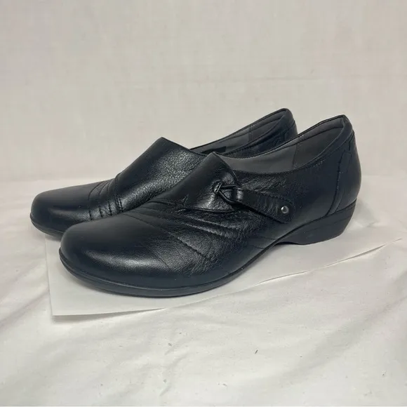 Dansko Franny Black Loafers  Leather Low Heel Comfort Shoes Round Toe Women 9
