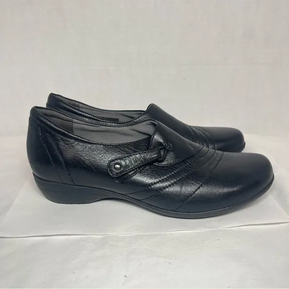 Dansko Franny Black Loafers  Leather Low Heel Comfort Shoes Round Toe Women 9