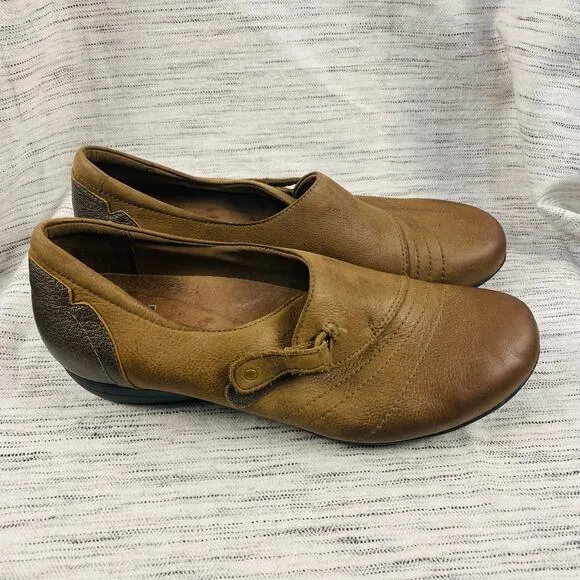 Dansko Franny Tan Brown Burnished Leather Slip On Loafer Flats Size 40 / 9.5
