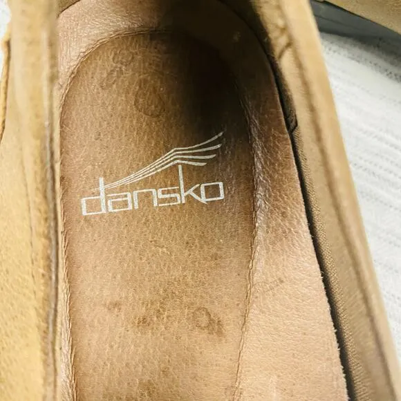 Dansko Franny Tan Brown Burnished Leather Slip On Loafer Flats Size 40 / 9.5