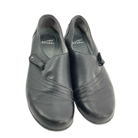 Dansko loafers black leather 41 comfort slip on shoes 10 EUC 10.5