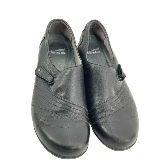 Dansko loafers black leather 41 comfort slip on shoes 10 EUC 10.5