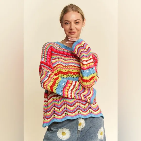 Davi &amp; Dani Multi Texture Sweater Cover Up