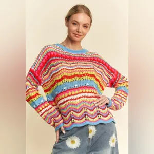 Davi &amp; Dani Multi Texture Sweater Cover Up