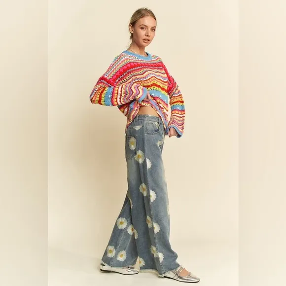 Davi &amp; Dani Multi Texture Sweater Cover Up