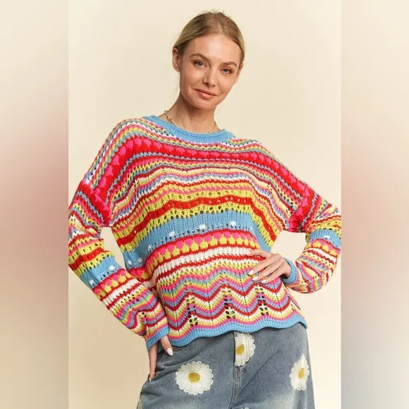 Davi &amp; Dani Multi Texture Sweater Cover Up