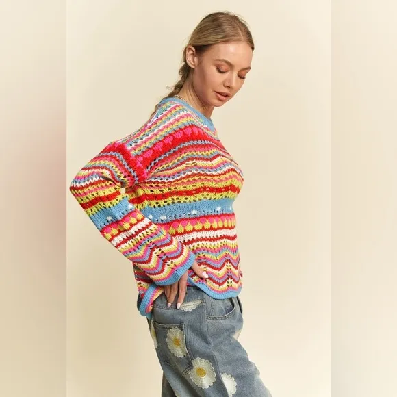 Davi &amp; Dani Multi Texture Sweater Cover Up