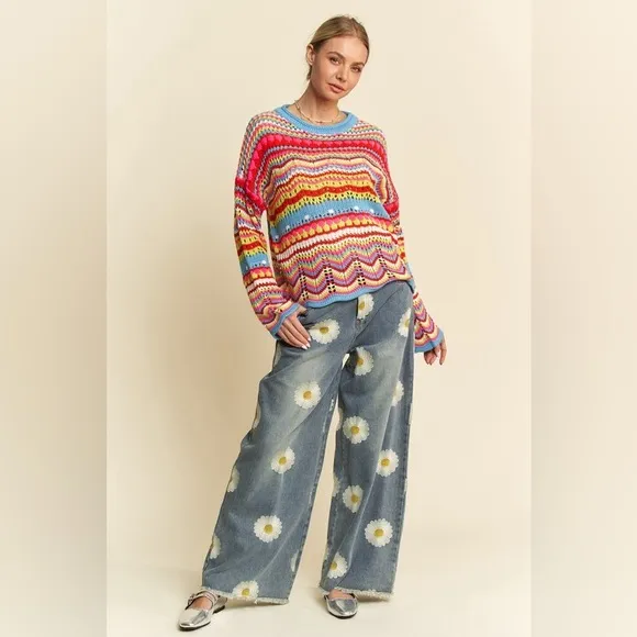 Davi &amp; Dani Multi Texture Sweater Cover Up