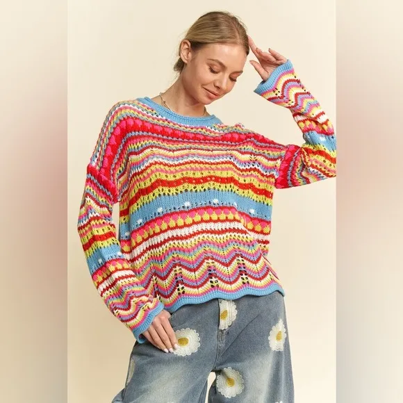 Davi &amp; Dani Multi Texture Sweater Cover Up