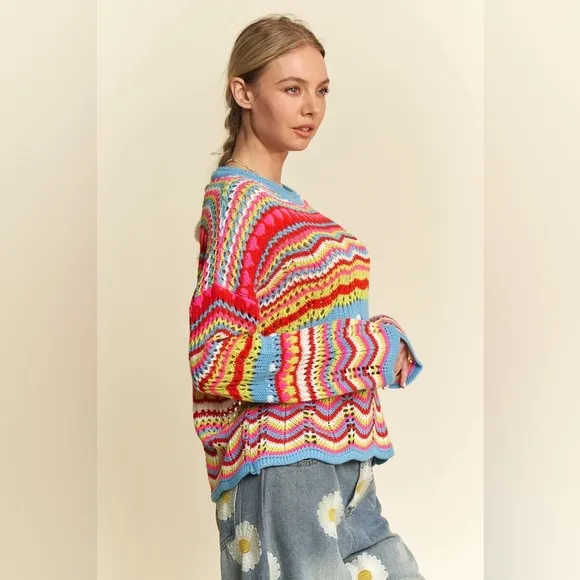 Davi &amp; Dani Multi Texture Sweater Cover Up