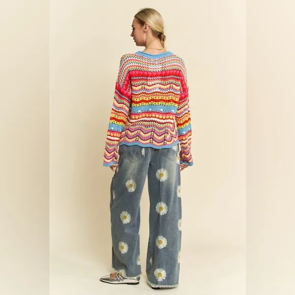 Davi &amp; Dani Multi Texture Sweater Cover Up