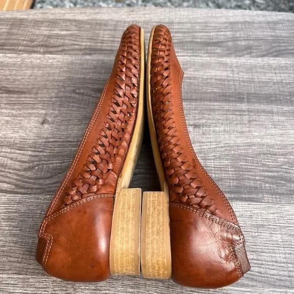 David Tate Women’s Size 10 Handmade Brown Leather Flats Florence Italy Braided