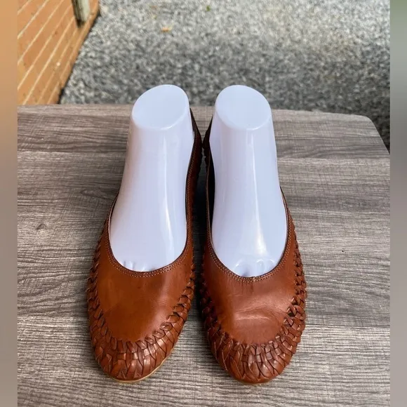 David Tate Women’s Size 10 Handmade Brown Leather Flats Florence Italy Braided