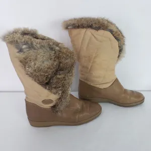 Diadora Made in Italy leather fur boots size 38