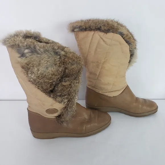 Diadora Made in Italy leather fur boots size 38