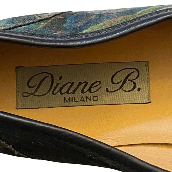 Diane B. Milano Floral Velvet Loafers 1750 Vibram Sole Women's Sz 39.5, US 9-9.5