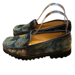 Diane B. Milano Floral Velvet Loafers 1750 Vibram Sole Women's Sz 39.5, US 9-9.5