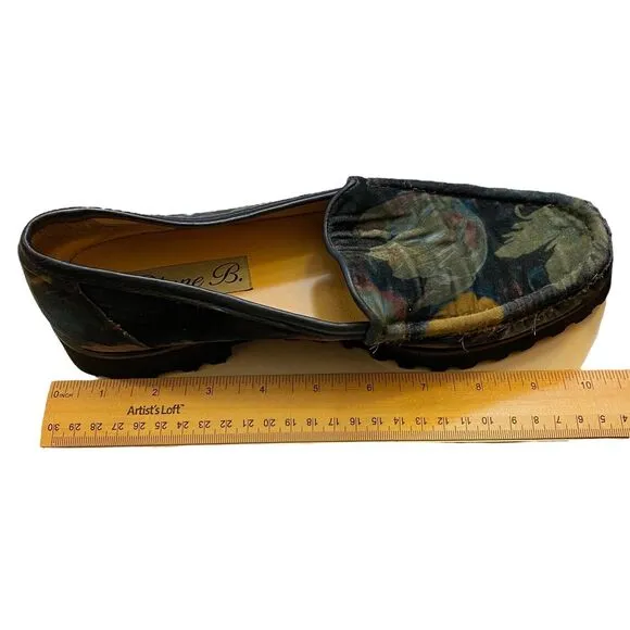 Diane B. Milano Floral Velvet Loafers 1750 Vibram Sole Women's Sz 39.5, US 9-9.5