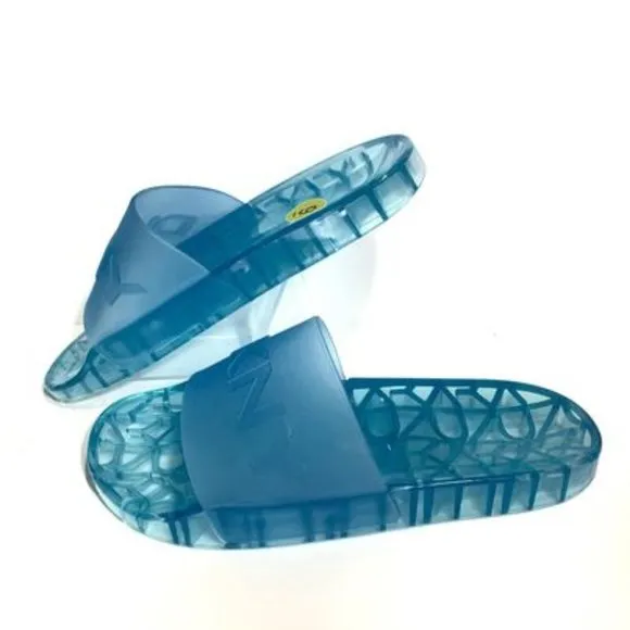 DKNY Tenni Logo Detail Jelly Pool Slides (Size: 9)