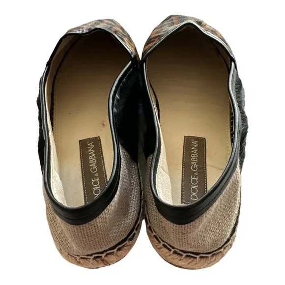 Dolce &amp; Gabbana Women's Flats Leopard-print fabric Espadrilles Sz. 11