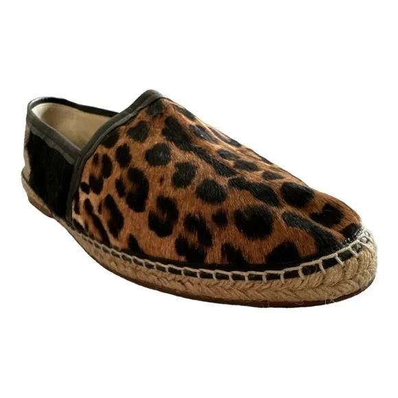 Dolce &amp; Gabbana Women's Flats Leopard-print fabric Espadrilles Sz. 11