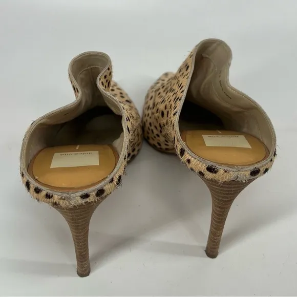 Dolce Vita Cinda Leopard Print Calf Hair Pointed Toe Mules Stiletto Heel 10 Ten