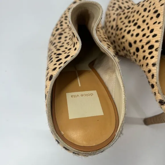 Dolce Vita Cinda Leopard Print Calf Hair Pointed Toe Mules Stiletto Heel 10 Ten