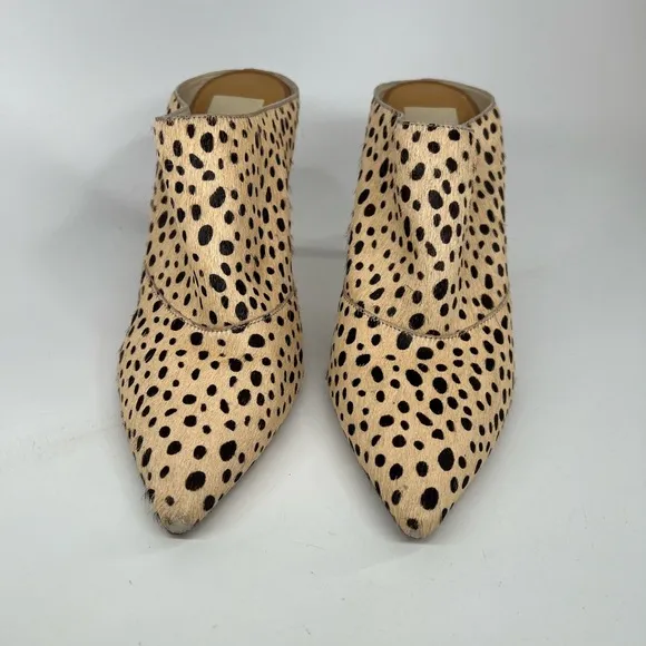 Dolce Vita Cinda Leopard Print Calf Hair Pointed Toe Mules Stiletto Heel 10 Ten