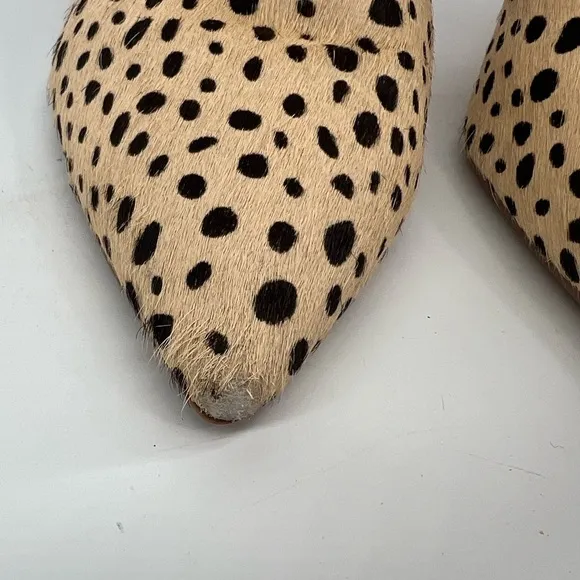 Dolce Vita Cinda Leopard Print Calf Hair Pointed Toe Mules Stiletto Heel 10 Ten