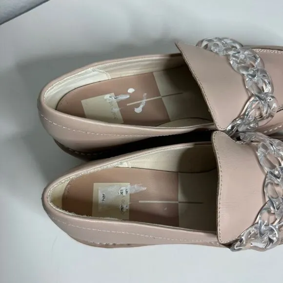 Dolce Vita cream leather acrylic chain chunky platform loafers size 8.5