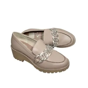 Dolce Vita cream leather acrylic chain chunky platform loafers size 8.5