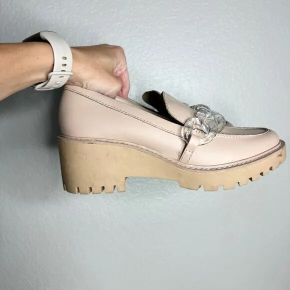 Dolce Vita cream leather acrylic chain chunky platform loafers size 8.5