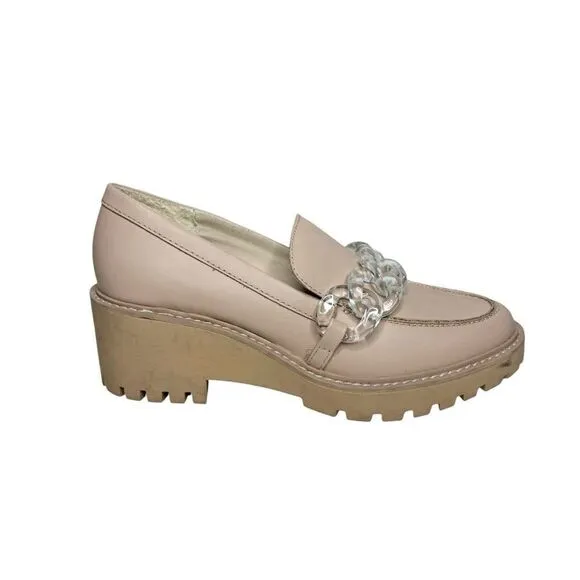 Dolce Vita cream leather acrylic chain chunky platform loafers size 8.5