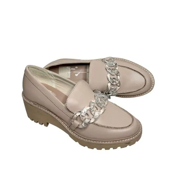 Dolce Vita cream leather acrylic chain chunky platform loafers size 8.5