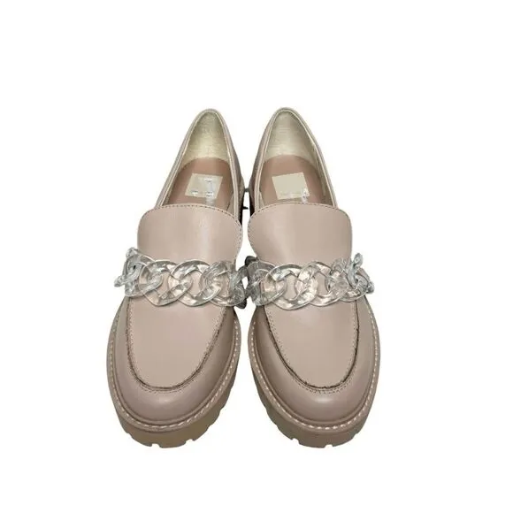 Dolce Vita cream leather acrylic chain chunky platform loafers size 8.5