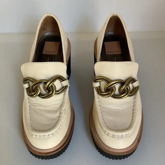 Dolce Vita Women's Yvory/ White Brenan Loafer Chunky Platform Loafers  Size 7