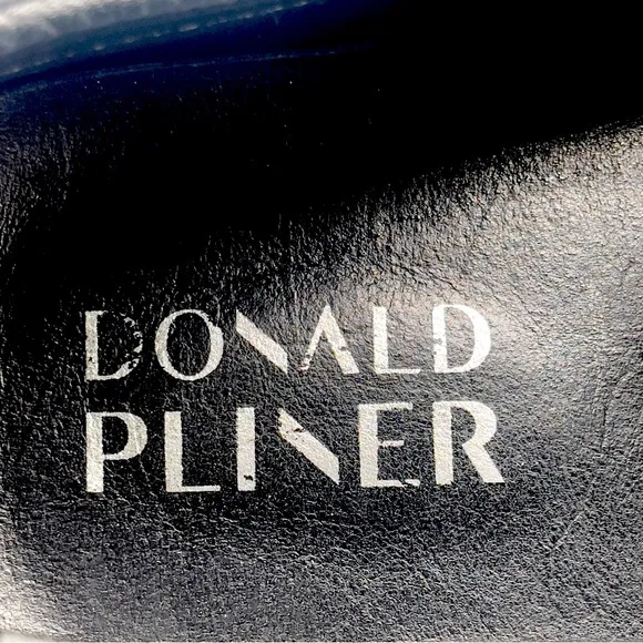 Donald J. Pliner Black Leather Loafers with Gold Buckle Size 10.5