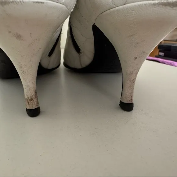 Donald J. Pliner Couture White Leather and Mink Fur Kitten Heel Ankle Bootie