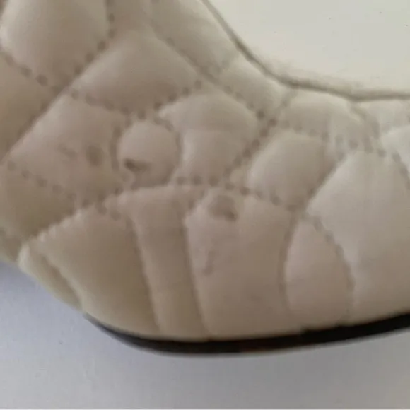 Donald J. Pliner Couture White Leather and Mink Fur Kitten Heel Ankle Bootie