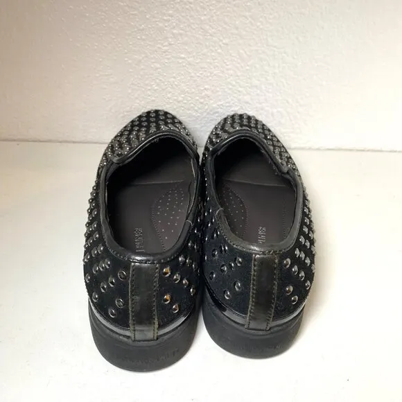 Donald J. Pliner Mickey Studded Platform Chunky Platform Loafers Black Suede