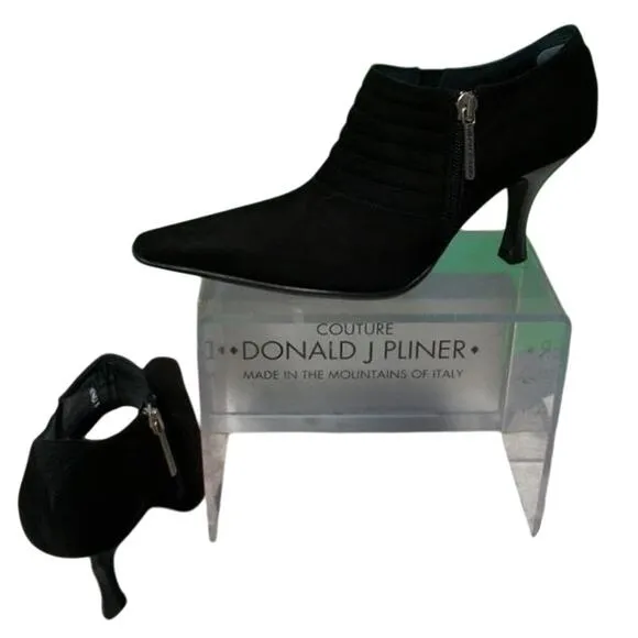 Donald Pliner Black Suede Leather Pump Elastic New Boots Booties New NIB $295