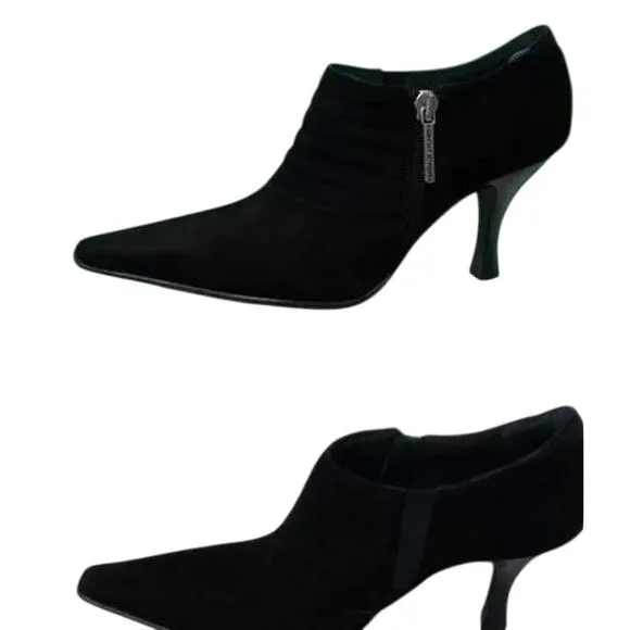 Donald Pliner Black Suede Leather Pump Elastic New Boots Booties New NIB $295