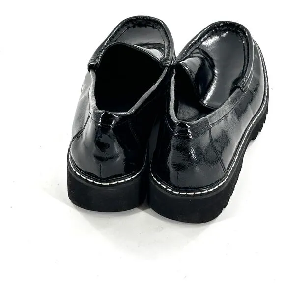 Donald Pliner Hope Patent Leather Loafers 8 Black NWOT Lug Platform Flat Comfort