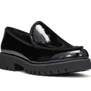 Donald Pliner Hope Patent Leather Loafers 8 Black NWOT Lug Platform Flat Comfort