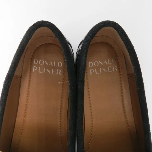 DONALD PLINER Women's Black Leather &amp; Suede 'Breezy' Fringe Loafers Size 8.5M