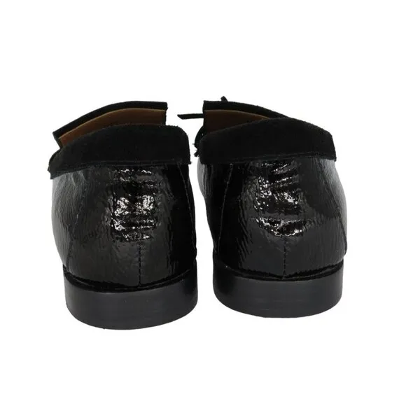 DONALD PLINER Women's Black Leather &amp; Suede 'Breezy' Fringe Loafers Size 8.5M