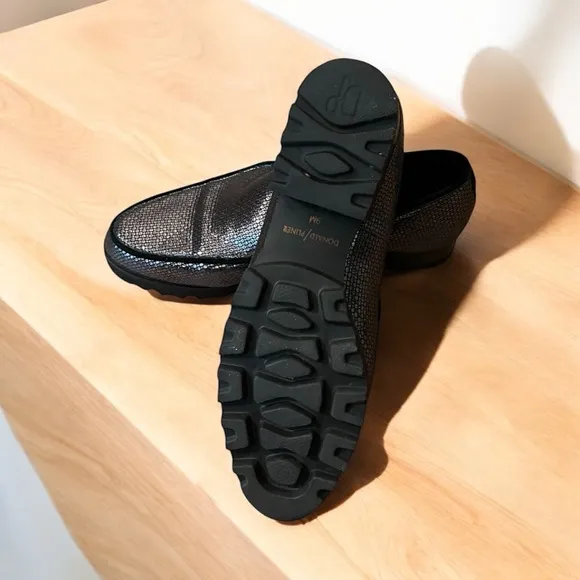 Donald Pliner women’s size 9 lug sole loafers -Black and gunmetal gray.