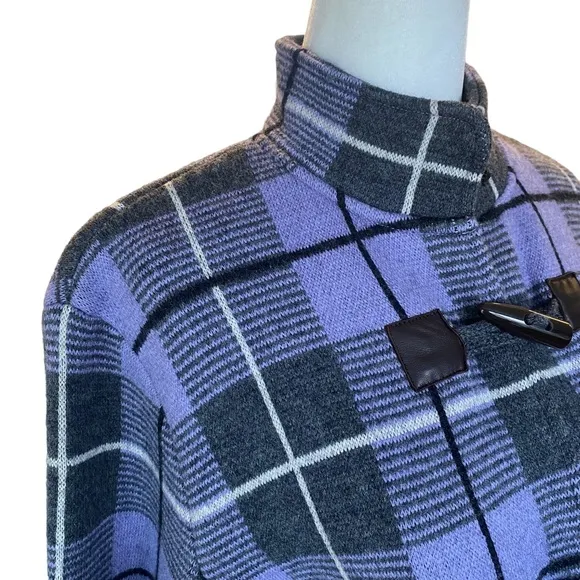 Doncaster Lavender/Grey Wool Plaid Knit Jacket Medium